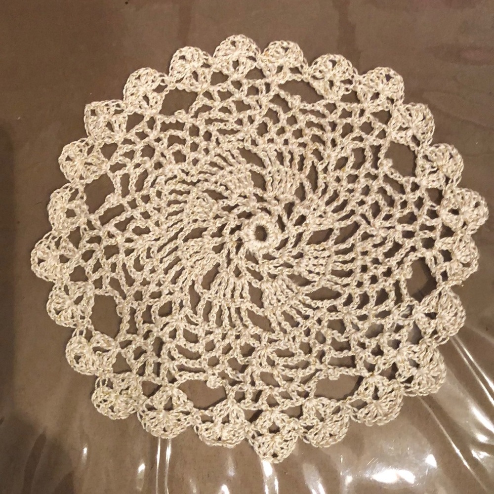 Vintage White & Gold Doily